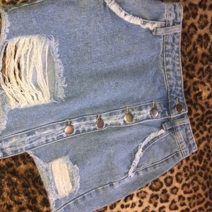 Ripped denim skirt
